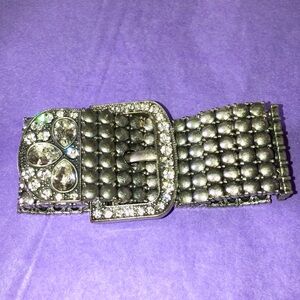 Vintage buckle and rhinestone bracelet